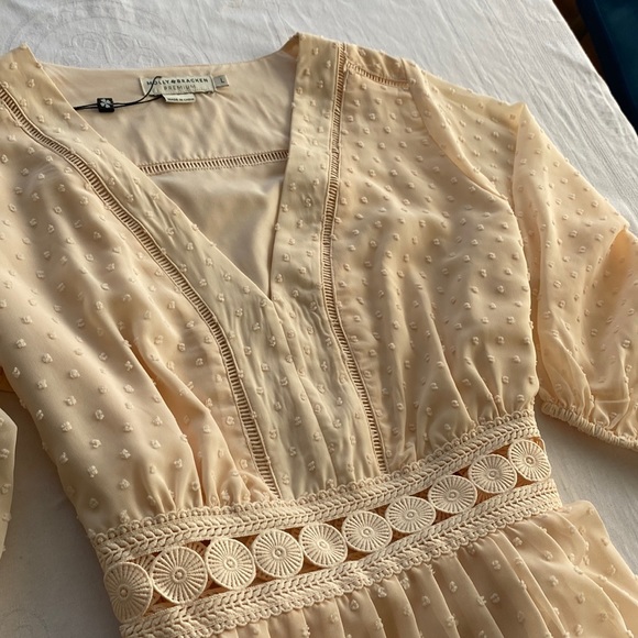 Pretty blush pink dress with feminine lace detail. Molly Bracken. Size Large. - Picture 5 of 10